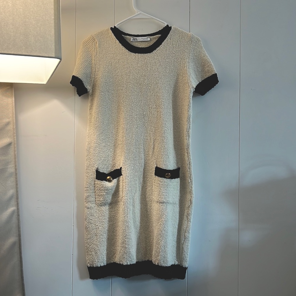 Zara classy white shirt sleeve dress